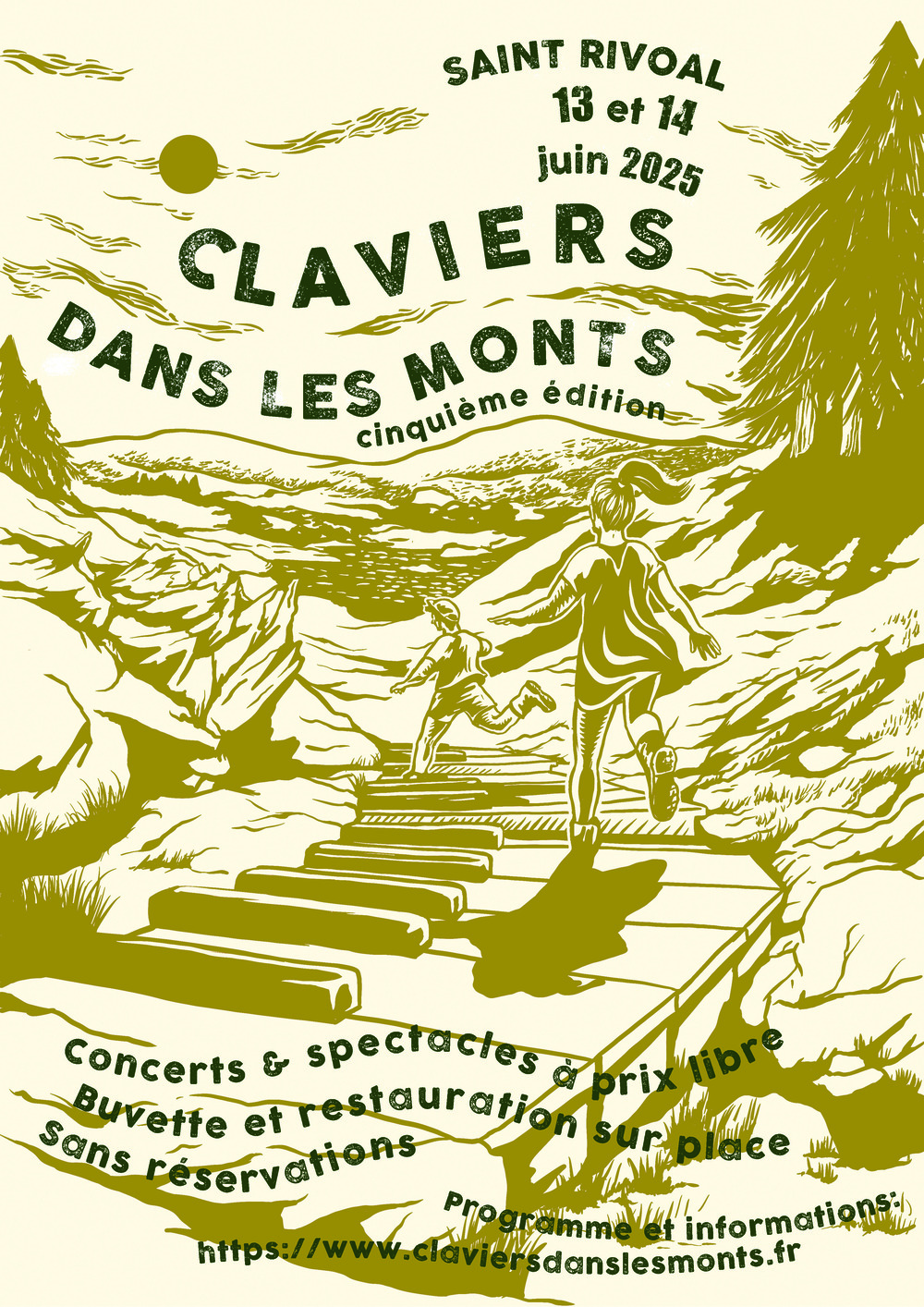 SAINT RIVOAL - 13 et 14 - juin 2025 - CLAVIERS - DANS LES MONTS - cinquième édition - Concerts & spectacles à prix libre - Buvette et restauration sur place - Sans réservations - Programme et informations: - https://www.claviersdanslesmants.fr